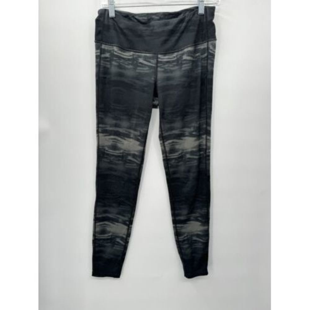 Athleta Medium Leggings Womens Grey Black Abstract Camo High Rise Activewear